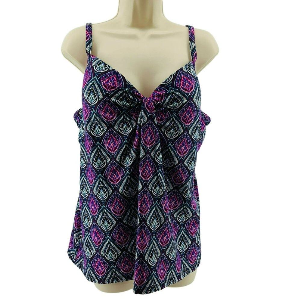 Island Escape Heaven Sent Scorpio Tankini Top Womens Swim Size 16 - Picture 2 of 10